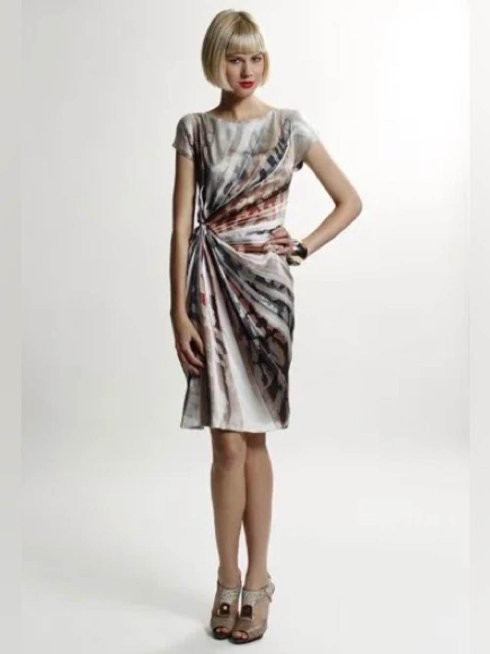 Escada Dalia Luxury Designer Silk Dress Maximalist Art Deco Size 36